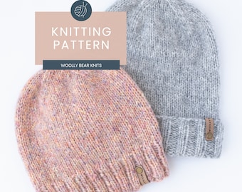 KNITTING PATTERN: Birchwood Beanie | Easy Knit Hat Pattern | Easy Worsted/Aran Weight Yarn Hat Knitting Pattern