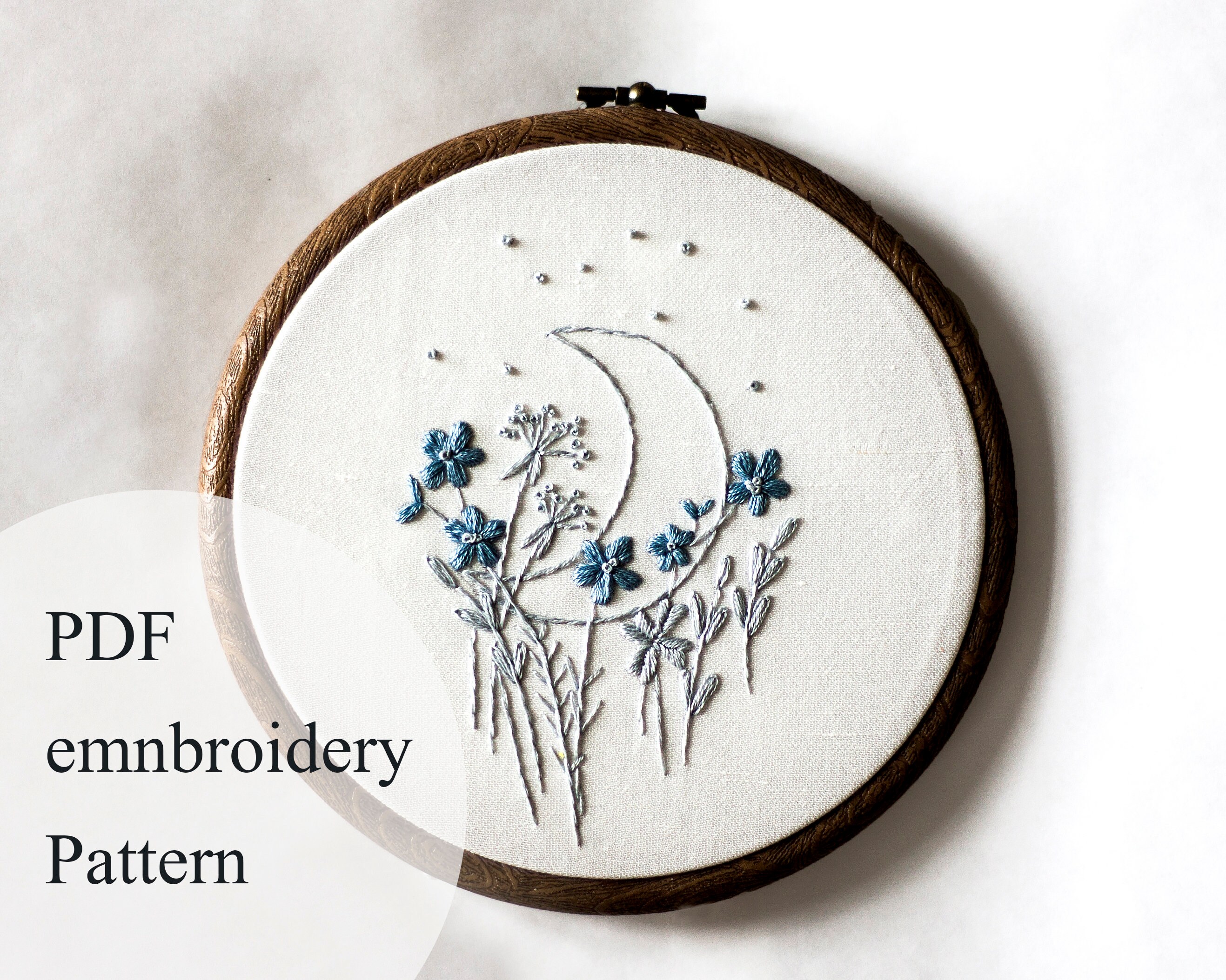 PDF embroidery pattern Moon Flowers'' Etsy