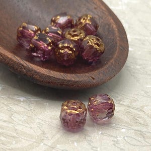 Czech Cathedral Beads 6mm | Pack of Ten (10) | Purple Amethyst with Bronze Wash | Special Cut Bohemian Glass Beads for DIY Jewellery Making