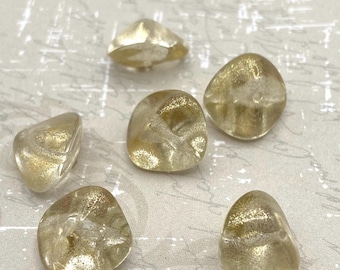 Czech Glass Nugget Beads: Transparent Gold Bohemian Spacers (Pack of 6)