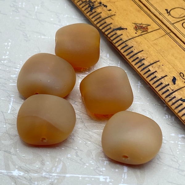 Irregular Chunky Czech Beads | 18mm | | Pack of Five (5) | Matte Caramel Latte | Bohemian Jewellery Making Supplies | Heavy Glass Nuggets