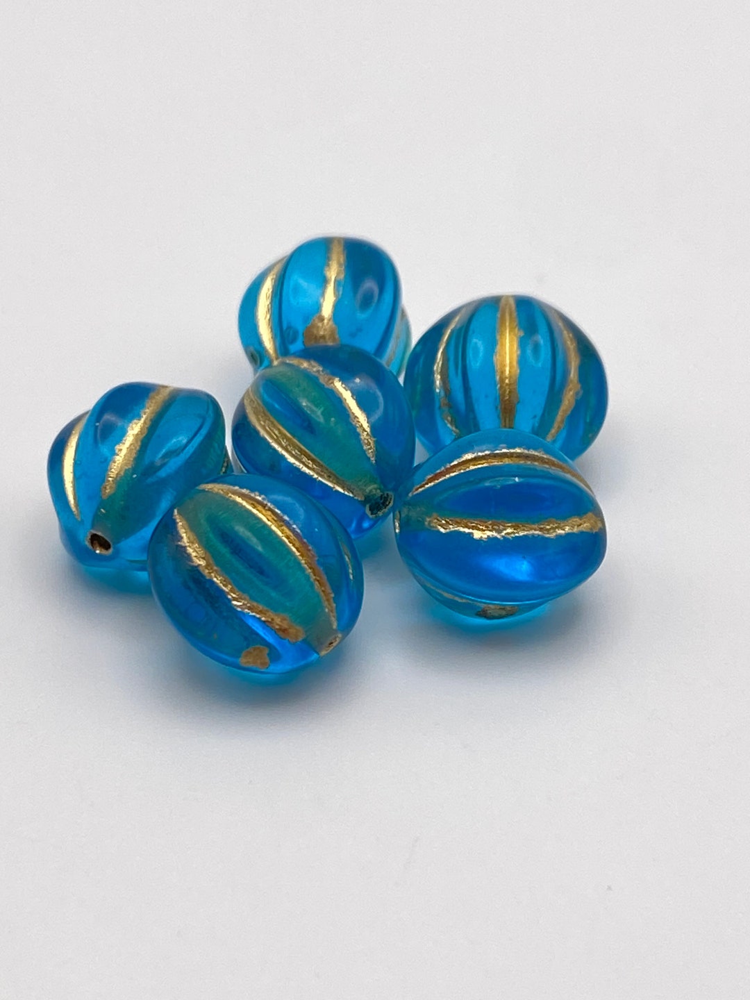 Lot De 50 Perles Anciennes En Verre Tchèque - Diamètre 10 Mm, Orange Et Noir, Forme Plate Et Ronde
