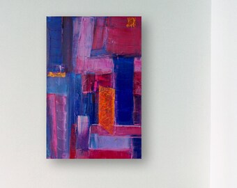 Abstract acrylic painting with color surfaces on canvas • 40 x 60 cm • purple purple violet blue lilac orange