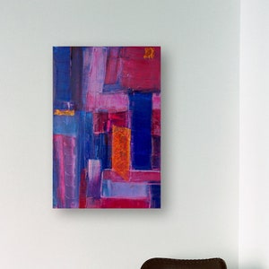 Abstract acrylic painting with color surfaces on canvas • 40 x 60 cm • purple purple violet blue lilac orange