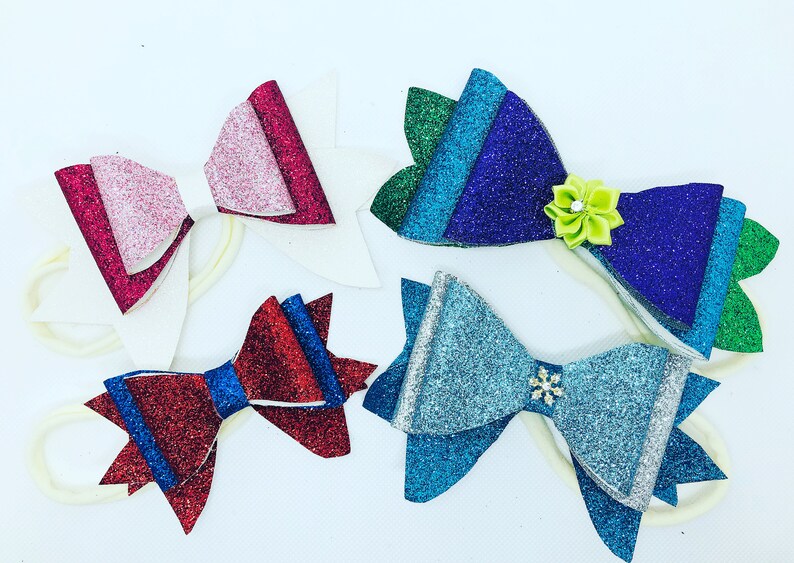 Set of 4 Princess Themed Hair Bows