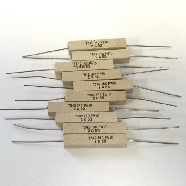 10 New Unused IRC 2 Ohm 10 Watt Sand Power Resistors, great for Dummy Loads #RS-0003