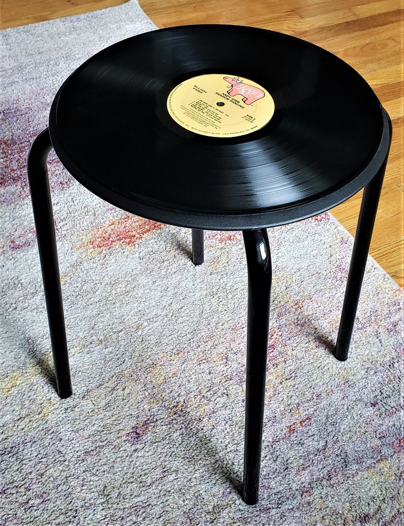 Repurposed vinyl record end table Etsy