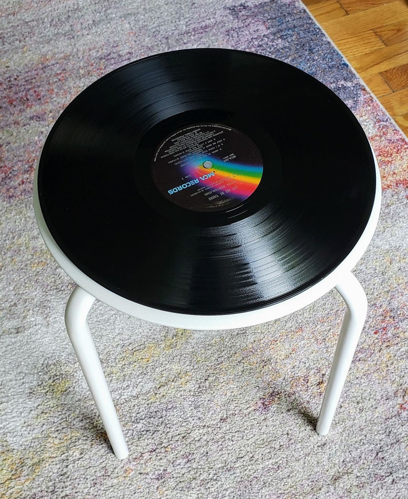 Repurposed Vinyl Record End Table Etsy