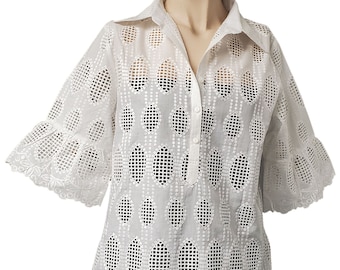 Off white Cotton Eyalet Blouse