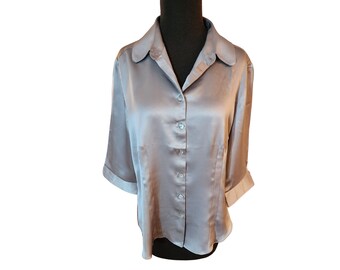 Italian Silk Blouse Pearl Gray sleeve 3/4 length Brand New
