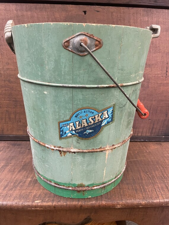 Vintage Painted Wooden Ice Cream Bucket Etsy