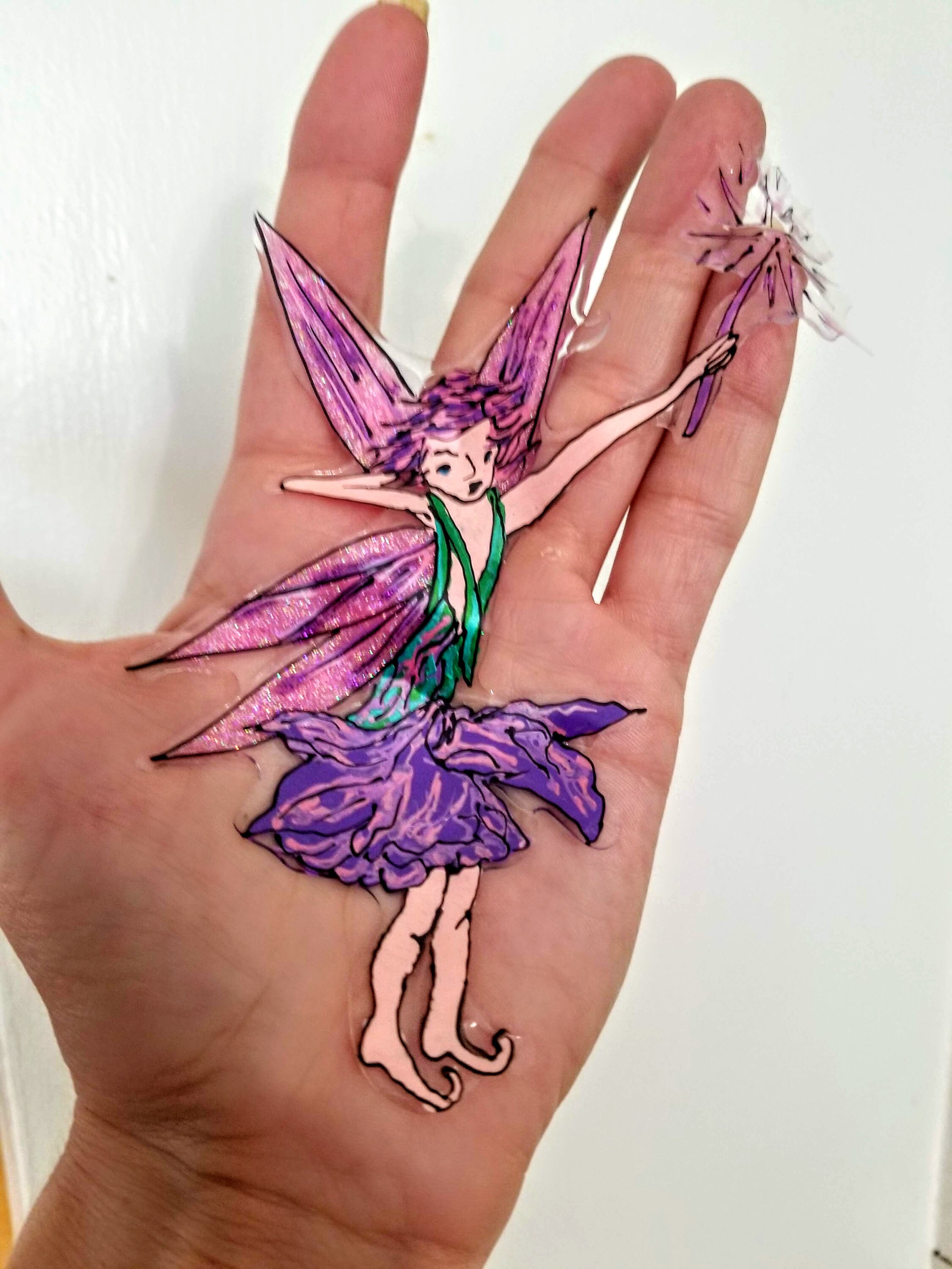 Purple Iris Fairy Hand Painted Stained Glass Decal/ Art Etsy