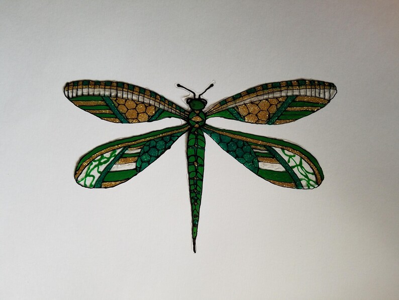 Emerald Green Sparkle Giant Dragonfly 8 inch wingspan. hand | Etsy