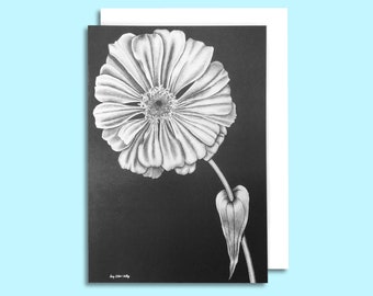 Zinnia Note Card Set – Floral Stationery for Thank You, Invitations & Personalized Messages, Blank Inside