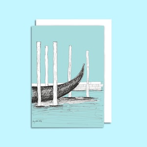 Venedig Gondel Grußkarte – Italienische Reiseskizze, 13x18 Grußkarte, Venedig Kunstdruck, Gondel Illustration, Italien Briefpapier
