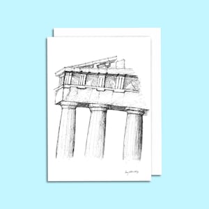 Ensemble de cartes de correspondance Parthénon - papeterie architecture grecque, cartes de voeux temple classique pour remerciements et invitations, art de la Grèce antique