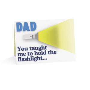Cartes de voeux pour la fête des pères | Tenir la lampe de poche pour papa | Carte et enveloppe | Imprimé professionnellement
