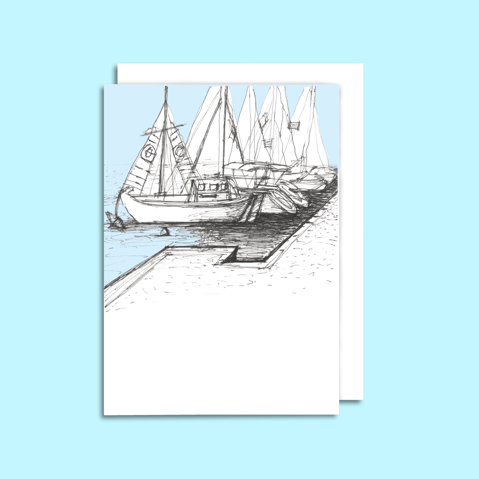 Hand-sketched Sailboat Note Cards – Coastal Art Stationery Set - Etsy