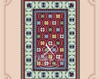 Dollhouse Rug Pattern, instant digital download, petitpoint. DINAH rug, a 1/12 scale design for you to stitch.