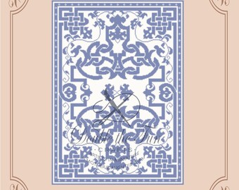 Dollhouse Rug Pattern, instant digital download, petitpoint. NINA rug, a 1/12 scale design for you to stitch.