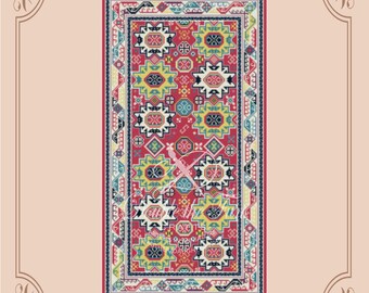 Dollhouse Rug Pattern, instant digital download, petitpoint. HELEN, a 1/12 scale rug for you to stitch.