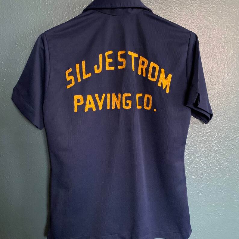Vintage Bowling Shirt Navy Blue with personalized embroidered Etsy