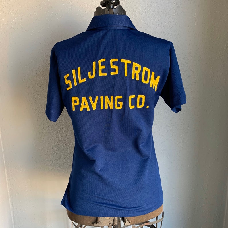 Vintage Bowling Shirt Navy Blue with personalized embroidered Etsy