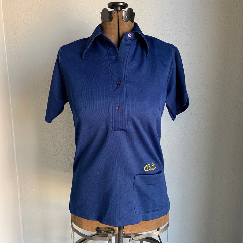 Vintage Bowling Shirt Navy Blue with personalized embroidered Etsy