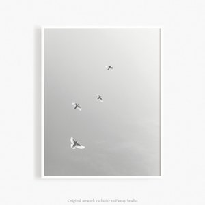 Birds Print, Minimalist Birds Printable Wall Art, Black and White Minimal Decor, Minimalist Flock of Birds Wall Art Print, Digital Download
