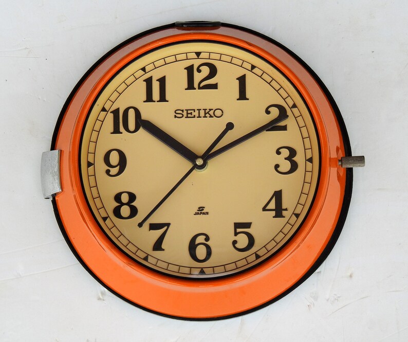 Vintage 1980/'s Red Slave Maritime Clock Nautical Ship Seiko Quartz Japan