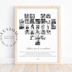 Personalized Heart Photo Collage, Custom Gift for Father, Wedding Photo Collage, Heart Shape Photo Collage, Photo Gift Daddy Photo Collage