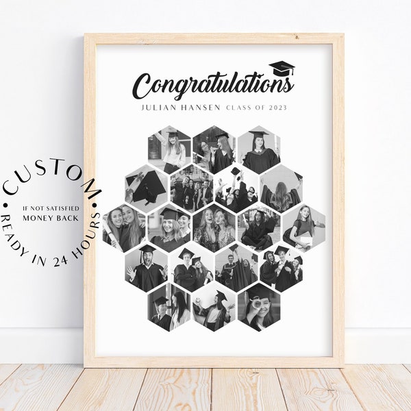 Graduation Class of 2024 Photo Collage Template Printable Modern Graduation Class of 2024 Photo Collage Template Printable Modern