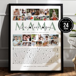 Mamá te amamos personalizada, plantilla de foto, regalo de mamá te amo, regalo para mamá, regalo personalizado cumpleaños de mamá, carta única para el día de la madre