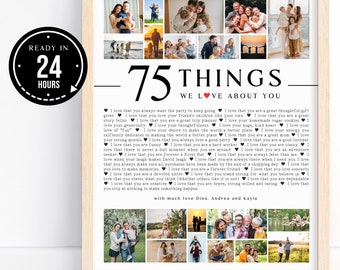 75 Thinks we love about you, Picture Template, 75 Reasons we love you DIY gift, Anniversary Gift, Gift for BFF, Customizable Romantic Gift