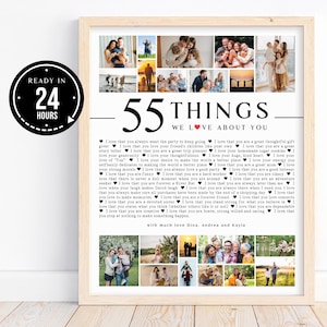 55 coisas que amamos em você, modelo de imagem, 55 motivos pelos quais amamos você, presente faça você mesmo, presente de aniversário, presente para melhor amiga, presente romântico personalizável