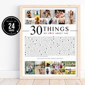 30 Thinks we love about you, Picture Template, 30 Reasons we love you DIY gift, Anniversary Gift, Gift for BFF, Customizable Romantic Gift