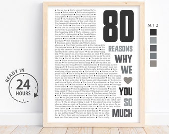 80 DINGE, die wir an dir lieben, Geschenk 80. Geburtstag, Geschenk für Ihn, Geschenk für Papa, Geschenk für Opa, Geschenk für Großvater, Geschenk für Papa, Geschenk für Mann