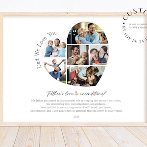 Fathers Day Gift, Photo Collage Gift for Him, Personalized Anniversary Gift for Boyfriend, Heart Shape Photo Collage, Photo Gift Daddy