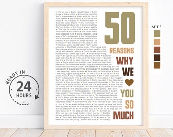 Fifty year anniversary We Love About You, 50th Gift for Dad Papa, Gift for Dad, Anniversary Gift, 50 Reasons why we love you so much, 50th