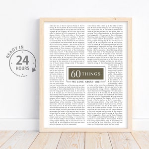 Niestandardowe 60 powodów, dla których Cię kochamy, 60. prezent urodzinowy dla taty, taty, prezent dla taty, prezent rocznicowy, prezenty dla babci, 60 powodów, dla których Cię kocham