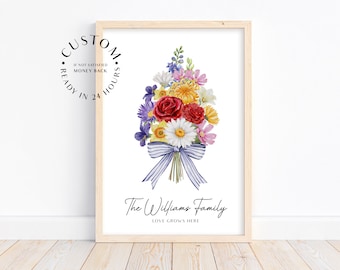 Grandma's Garden Birth Flower Personalized Gift for Grandma from Grandchildren Mothers Day Gift for Nana Custom Print Christmas Gift for Mom