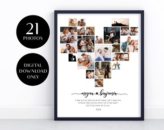 Collage de fotos de corazón, Collage de corazón personalizado, Regalo de collage de fotos de boda, Regalo de collage de aniversario para novio, Regalo de San Valentín de bricolaje
