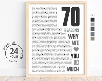 Custom 70 Reasons Why We love You, 70th Birthday Gift for Dad Papa, Gift for Dad, Anniversary Gift, Gifts for Grandma, 70 Things I love You