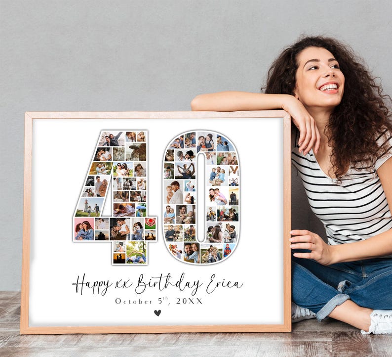 40th Birthday Photo Collage Template, Personalized Gift for Husband ...
