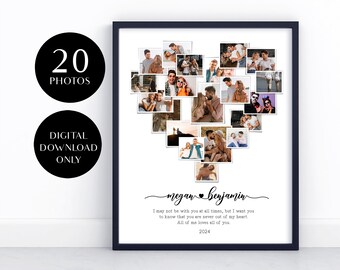 Gepersonaliseerde paar hart fotocollage, paar verjaardag print, cadeau voor vriend, DIY Valentijnsdag cadeau, afdrukbare Wall Art Decor