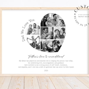 Personalised Heart Photo Collage, Personalized Anniversary Gift for Boyfriend, Heart Shape Photo Collage, Photo Gift Daddy Fathers Day