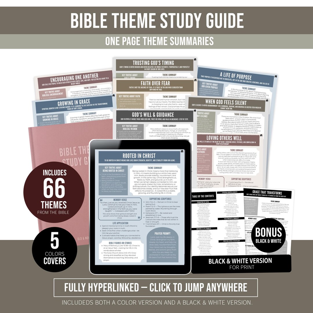 Scripture Projection Theme Bible Theme Study Guide, Study Sheet, Printable Themes Study Tool, Old ...