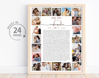 Personalized 75 Things We Love About You Printable, 75th Birthday Gift men, Custom 75th Birthday Party Sign, Personalized Best Friend Gift