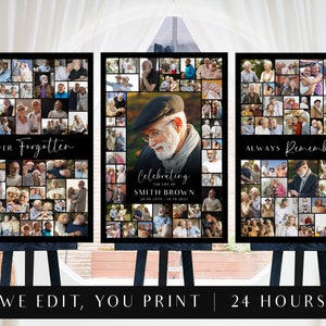 Personalized Funeral Photo Collage Sign Templates, Poster Size Welcome Sign, Celebration of Life, Memorial Poster, Wedding, Graduation