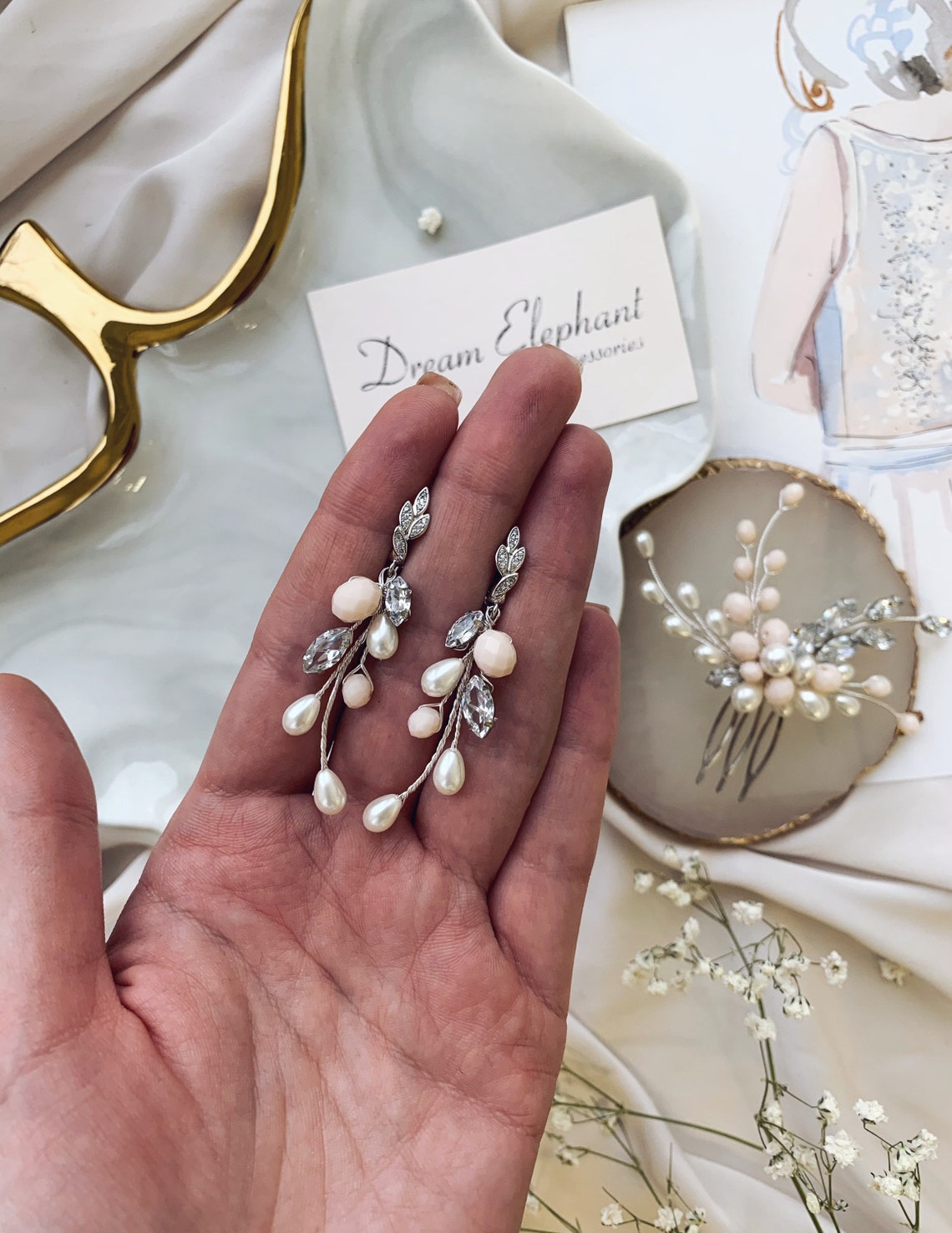 Boho wedding earrings Bridal earrings Boho bridal earrings Etsy